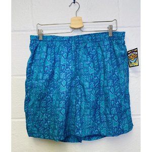 vtg 90s G2000 swim trunks suit XL Abstrac print vaporwave surfer aesthetic Blue‎